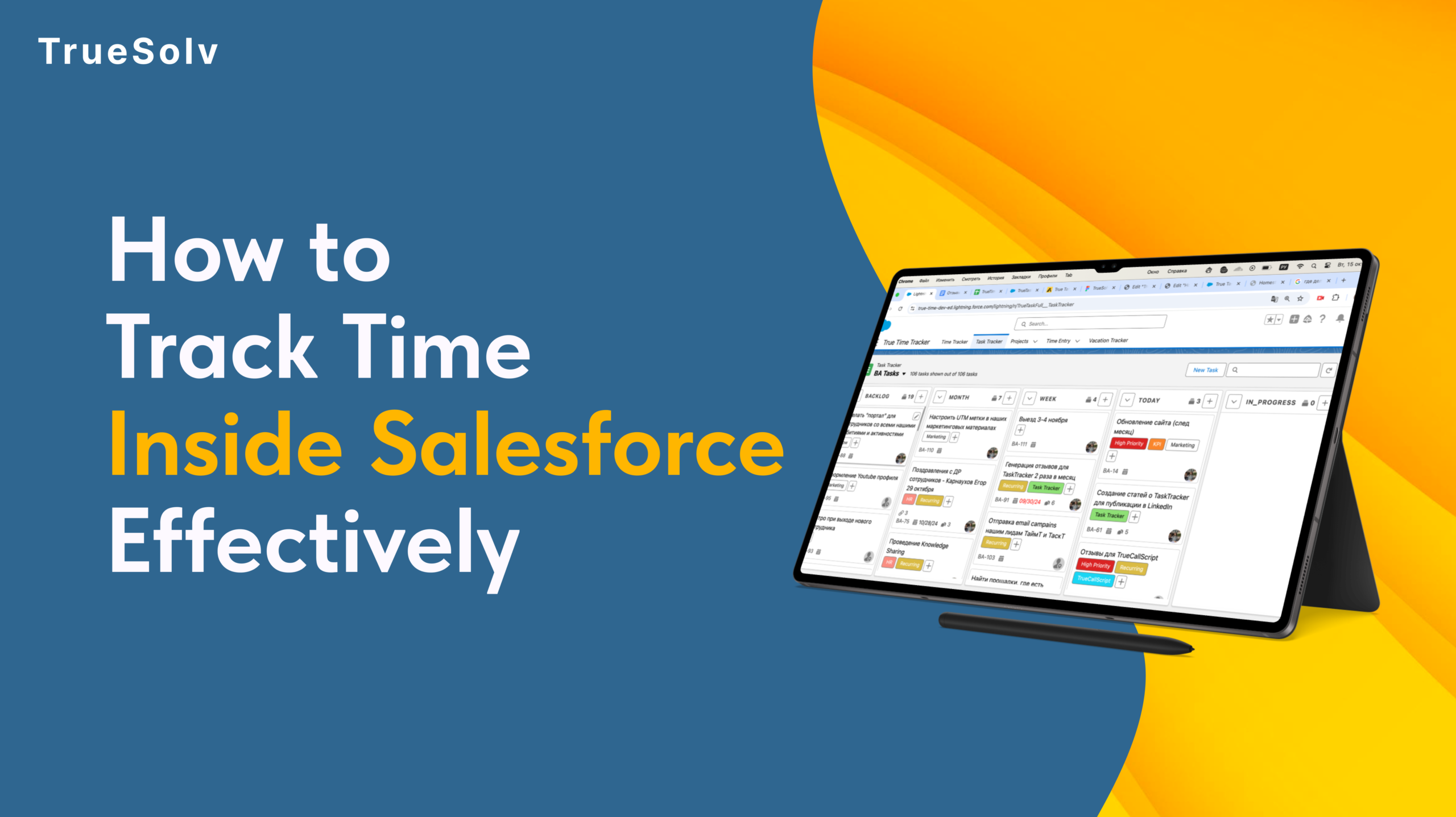 True Time Tracker Salesforce dashboard showing rep time split between selling admin and meetings